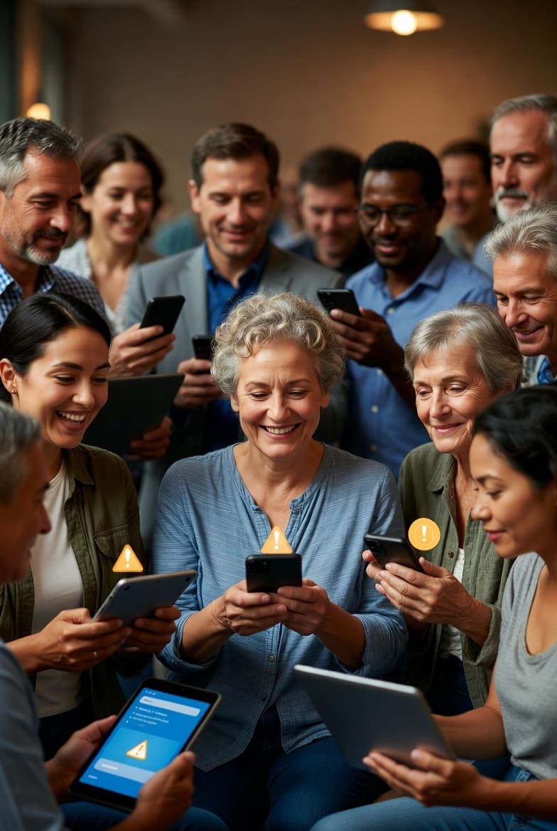 Diverse group celebrating victory against fraud